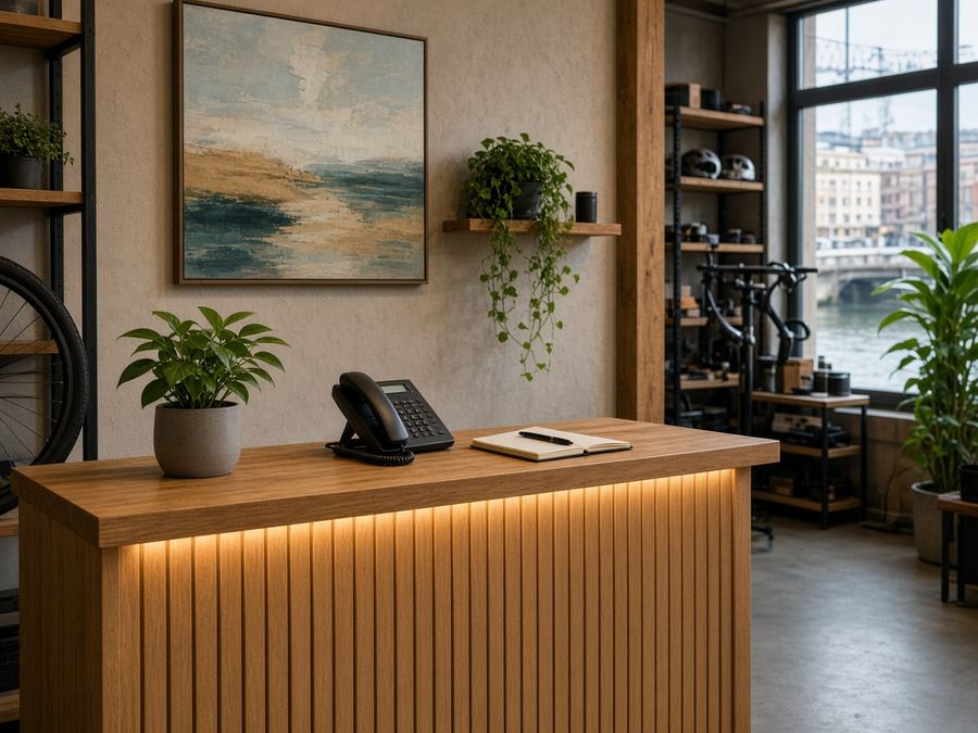 Contact desk at Vivid Harbor Studio in Bilbao